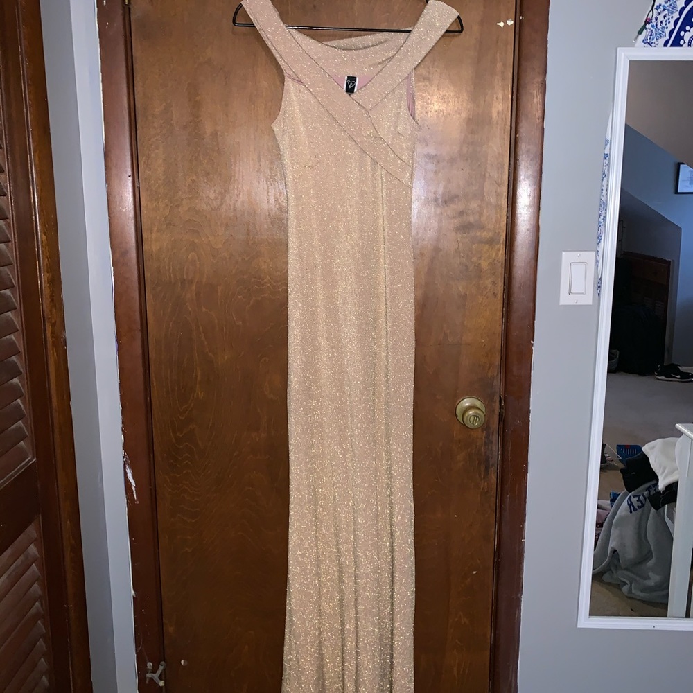 Windsor gold stretchy prom dress